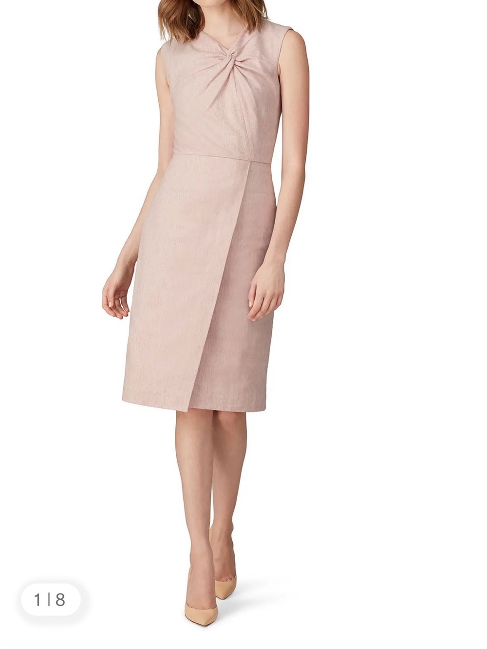 Rebecca Taylor Sleeveless Pink Twist-Front Sheath Dress